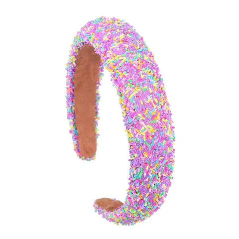 Women's Padded Wide Headband with Sprinkle Finish - Purple