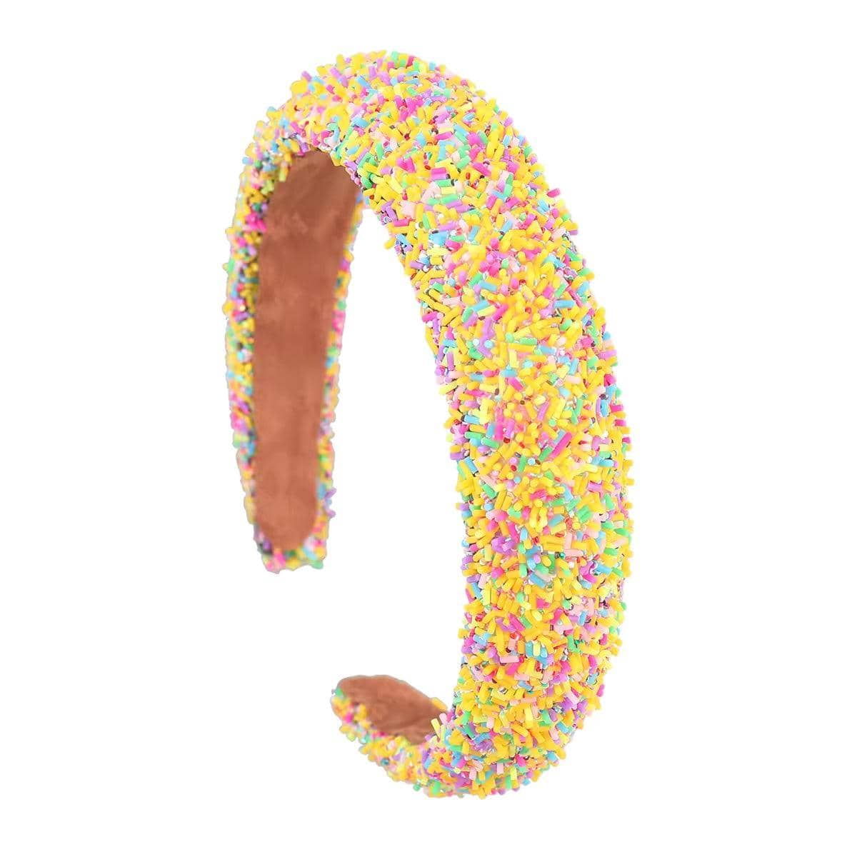 Women's Padded Wide Headband with Sprinkle Finish - Yellow