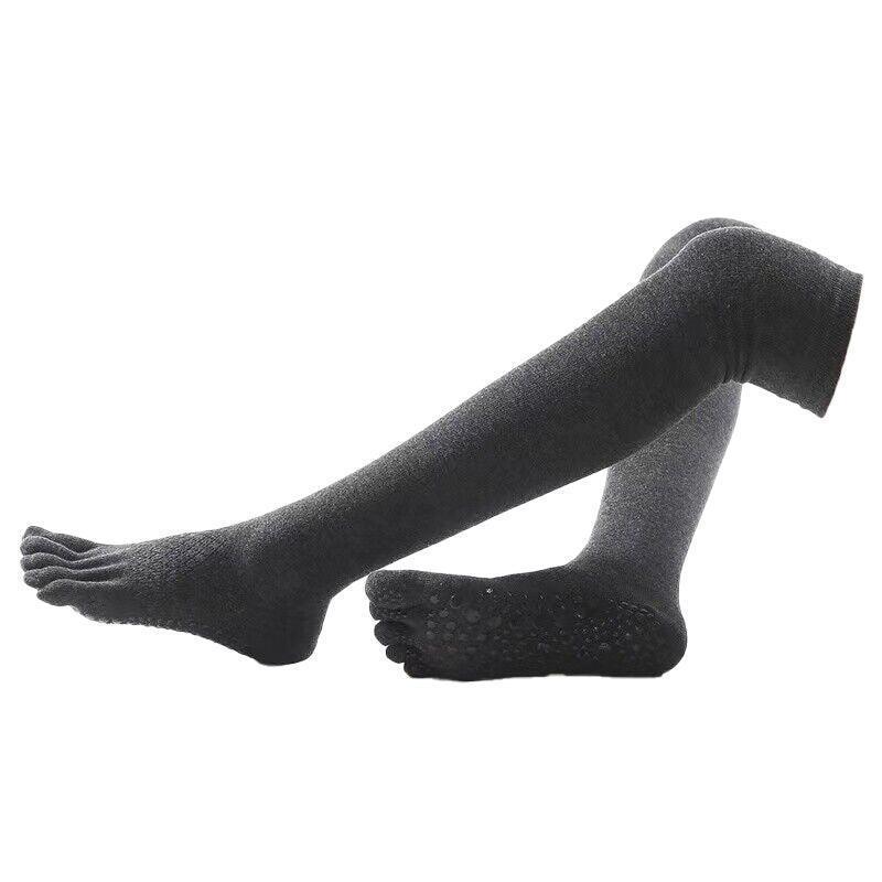 Women's Pilates Grip Socks, Anti-Slip Yoga Socks - Long Dark Grey