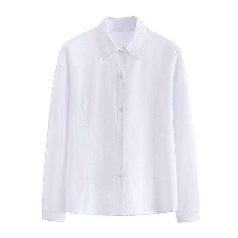 Womens Plain Long Sleeve Office Work Shirt with Collar - 3XL (Chest 110 cm)