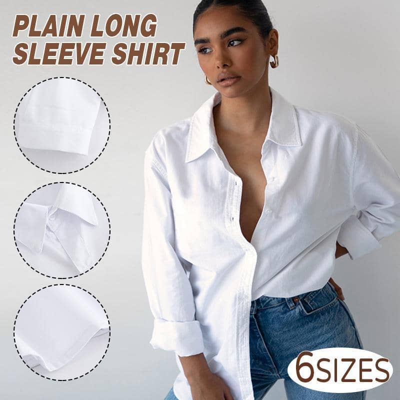 Womens Plain Long Sleeve Office Work Shirt with Collar - 3XL (Chest 110 cm) - view 2