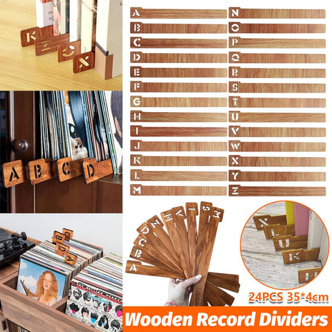 Wooden Alphabet Dividers A-Z for Vinyl Records, Set of 26