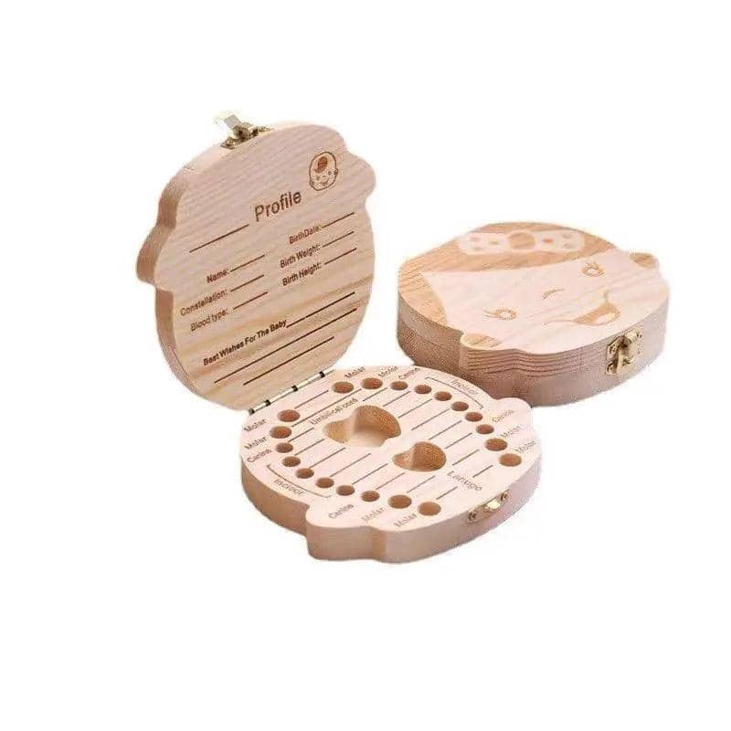 Wooden Baby Tooth Box Keepsake Organiser for Milk Teeth and Baby Hair - Boy Design - view 3