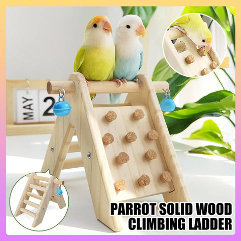 Wooden Bird Ladder Toy with Bell, Parrot Perch Stand and Climbing Gym