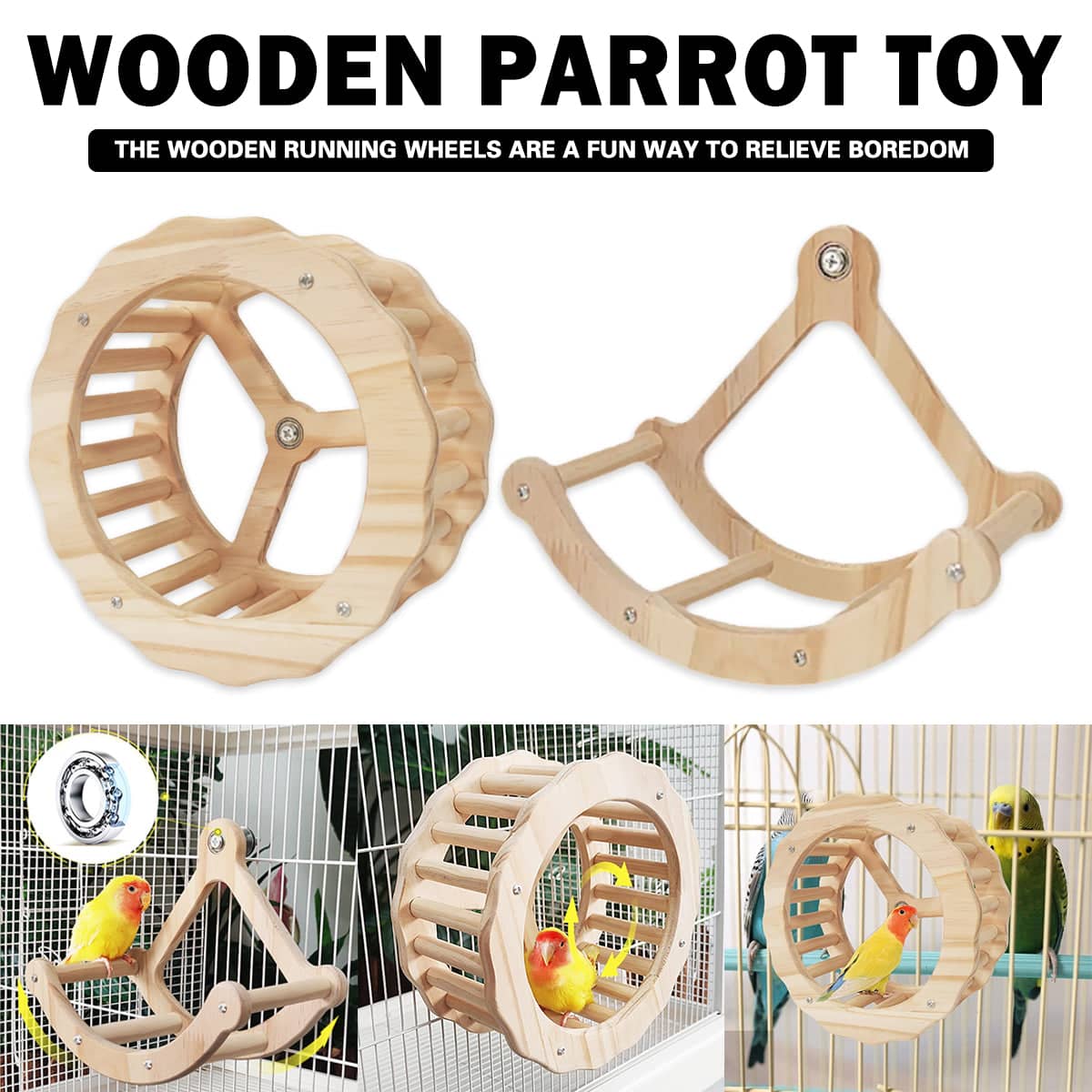 Wooden Bird Toy for Climbing and Resting - Swing Rocker - view 2