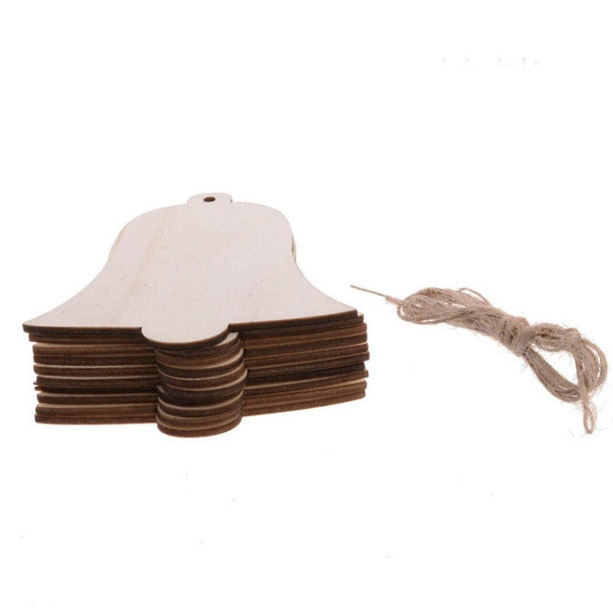 Wooden Christmas Hanging Ornaments for DIY Crafts, 10 Pack - Bell