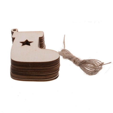 Wooden Christmas Hanging Ornaments for DIY Crafts, 10 Pack - Christmas Stocking