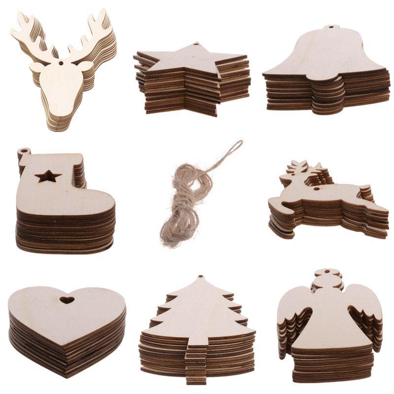 Wooden Christmas Hanging Ornaments for DIY Crafts, 10 Pack - Heart - view 3