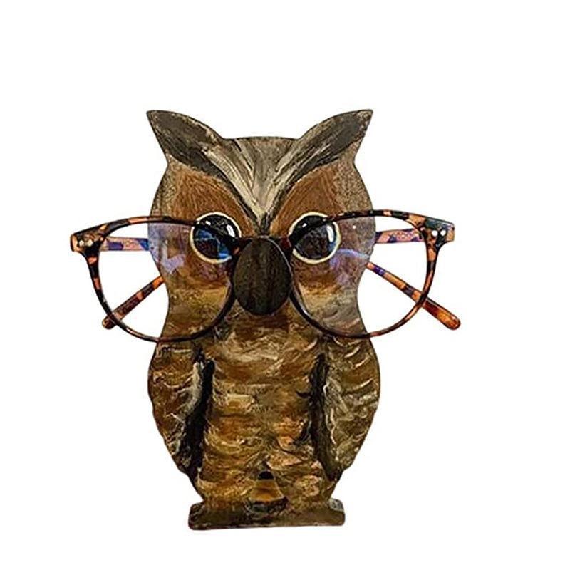 Wooden Eyeglasses Holder Stand Decoration - Owl Design