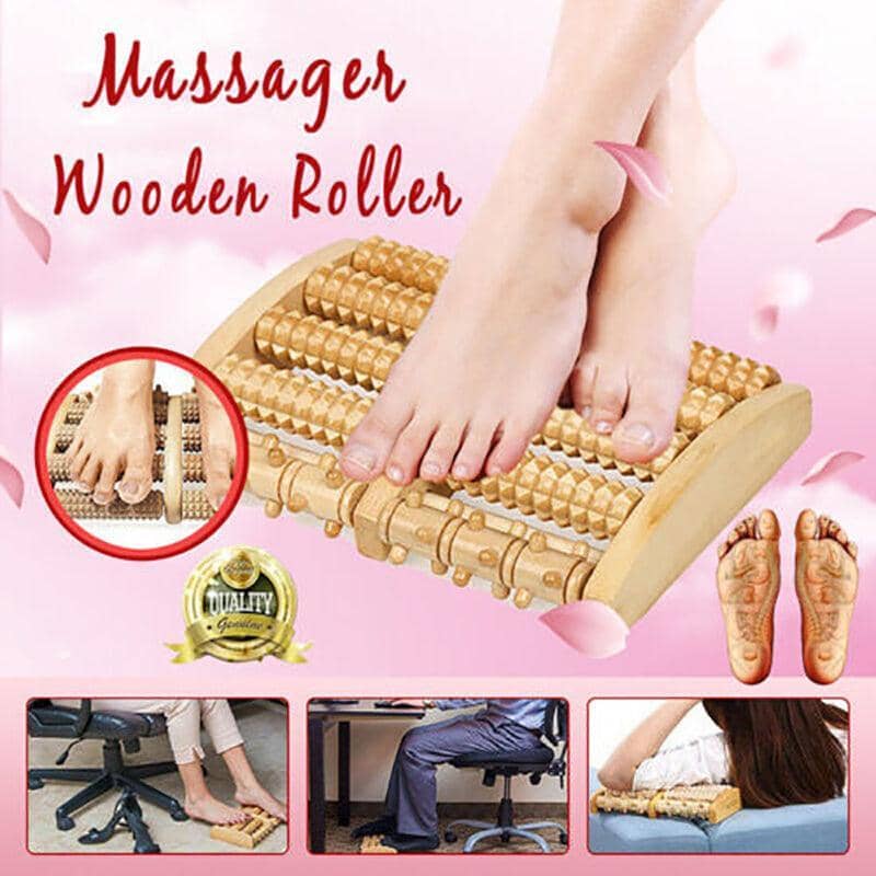 Wooden Foot Roller Massager for Home or Office, Large