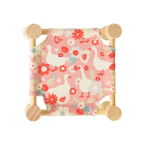 Wooden Hamster Bed with Washable Fabric, 23 x 23 x 10 cm - White Goose
