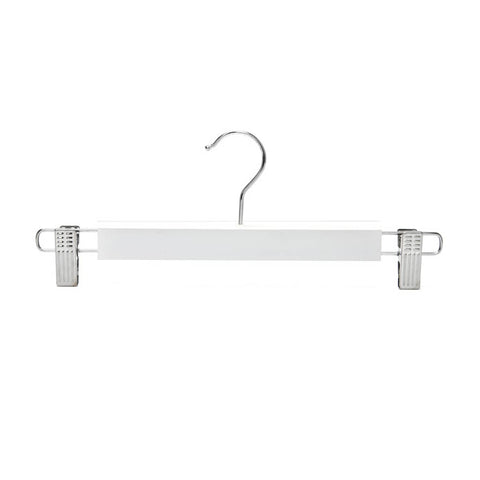 Wooden Pants Hangers with Adjustable Clips, Pack of 10 - White