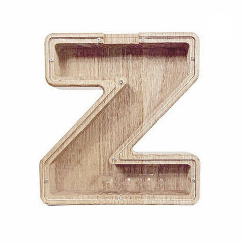 Wooden Piggy Bank Coin Saving Money Box - Letter Z