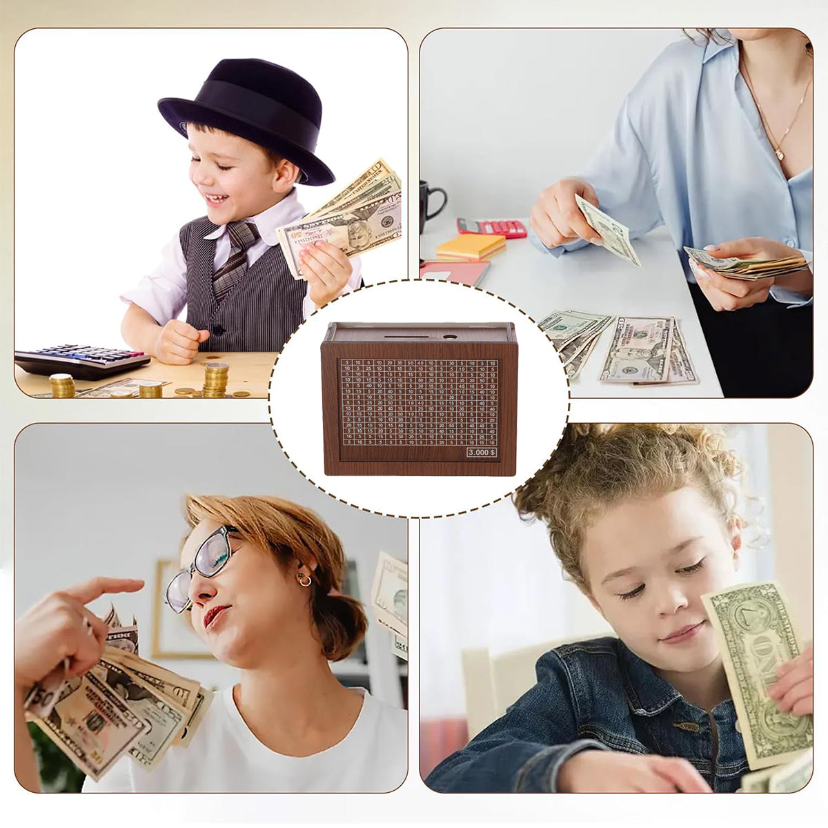 Wooden Piggy Bank with Savings Counter - 3000 - view 7
