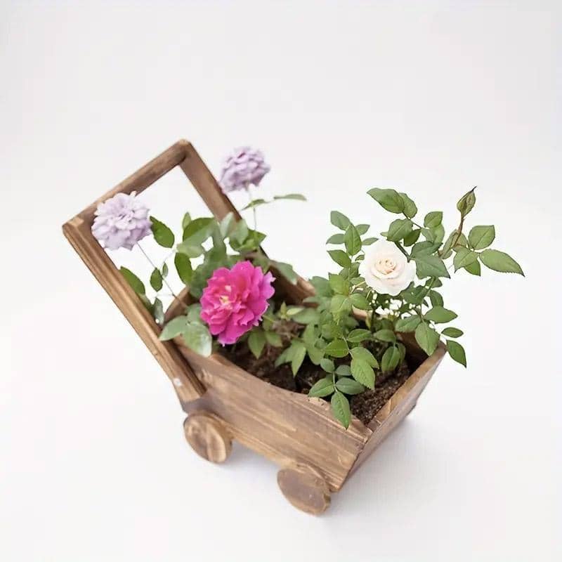 Wooden Wheelbarrow Planter with Removable Handle - view 5