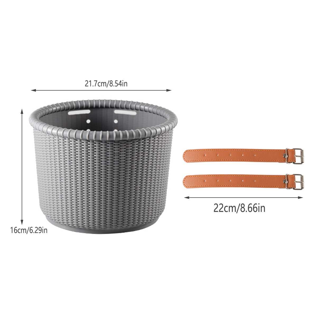 Woven-Style Handlebar Bike Basket for Small Bicycles - Grey - view 3