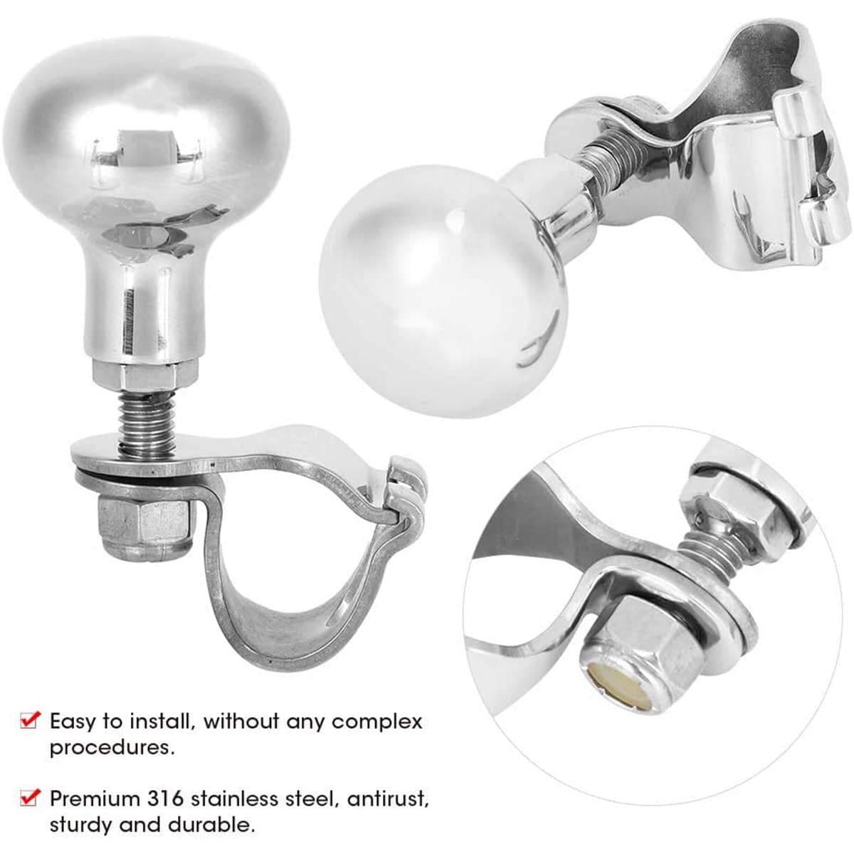 Yacht Steering Wheel Power Ball Grip, 316 Stainless Steel Marine Hand Control - view 4