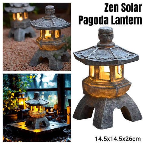 Zen Inspired Solar Pagoda Lantern for Outdoor Courtyards, Gardens and Patios