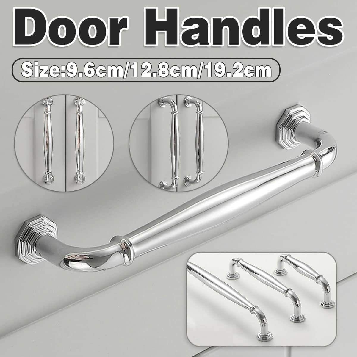 Zinc Alloy Cabinet Door Handle - Bright Silver, 128 mm Hole Spacing - view 2