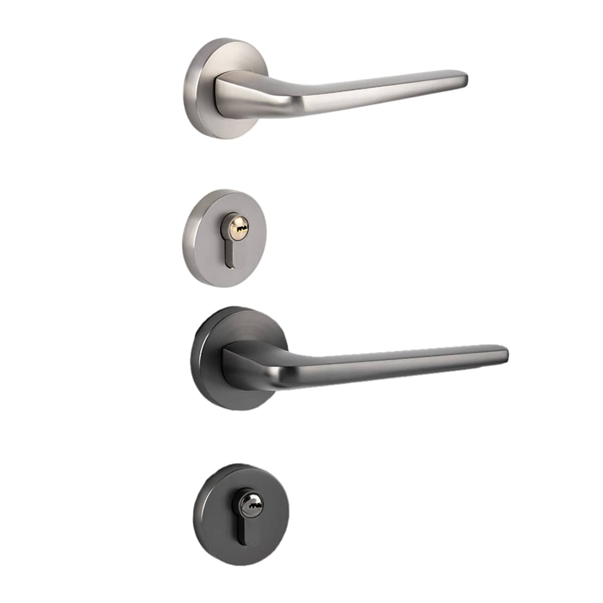 Zinc Alloy Privacy Door Handle Lock for Indoor Bedrooms - Black - view 3