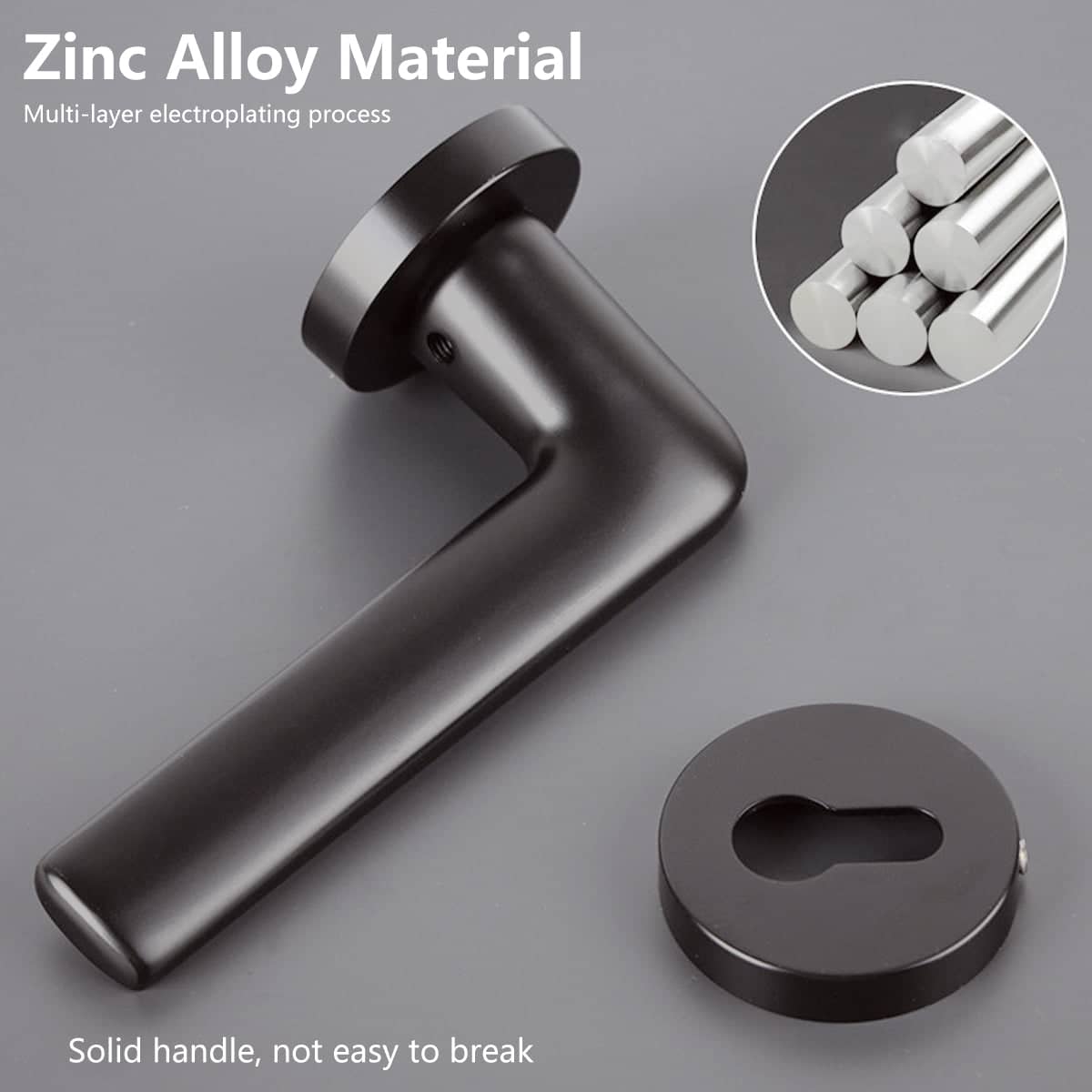 Zinc Alloy Privacy Door Handle Lock for Indoor Bedrooms - Black - view 5
