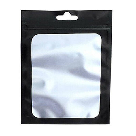Zip Lock Aluminium Foil Packing Bags, Pack of 100 - Black, 7.5 x 12 cm