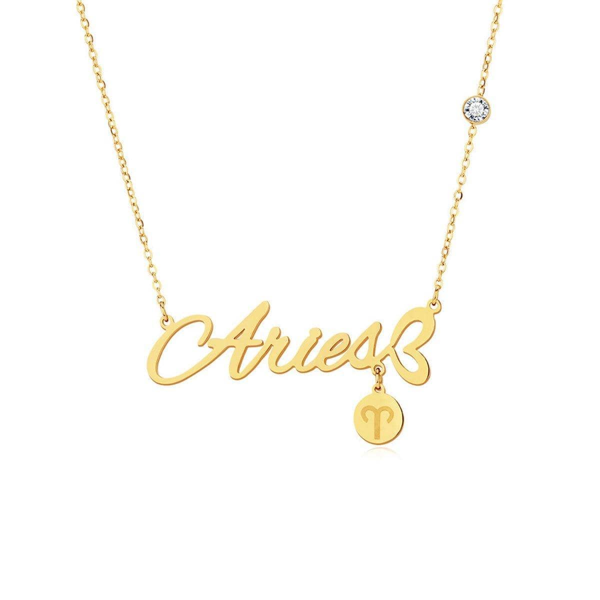 Zodiac Constellation Necklace in Gold-Tone Titanium Steel - Aries