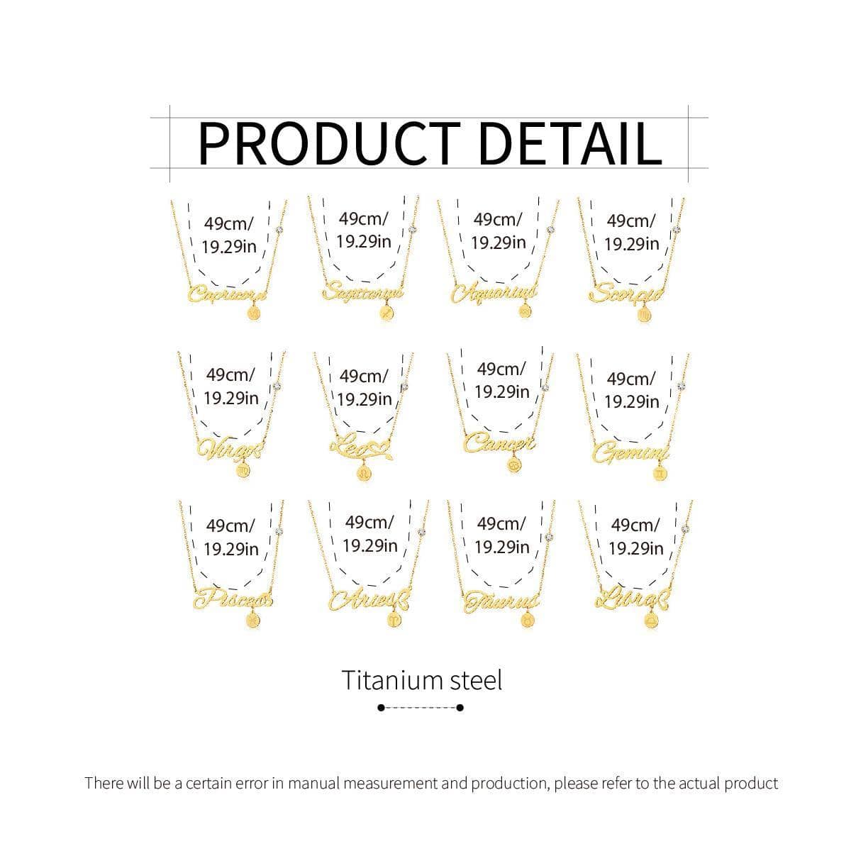Zodiac Constellation Necklace in Gold-Tone Titanium Steel - Aries - view 4