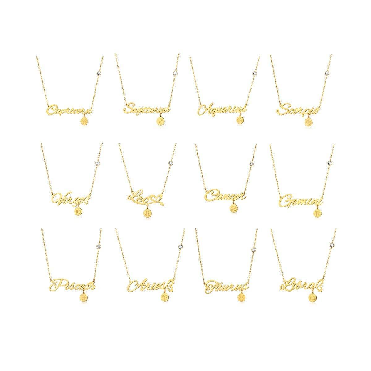 Zodiac Constellation Necklace in Gold-Tone Titanium Steel - Leo - view 3