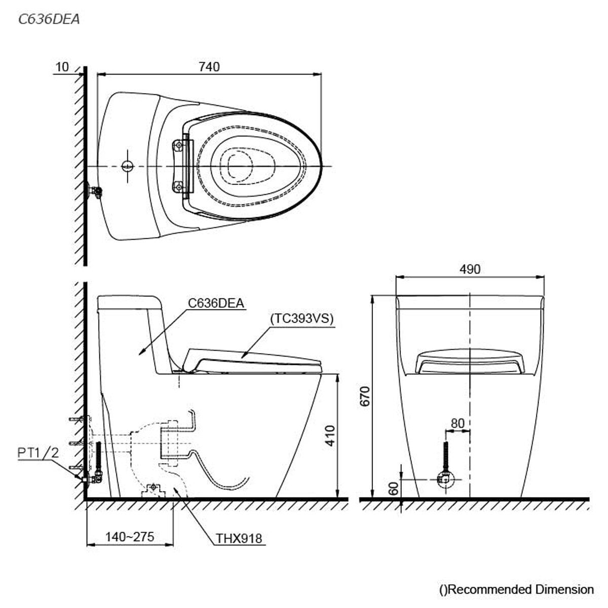 Toto One Piece Back To Wall Toilet Suite - Tornado Flush - Soft Close Seat - White - ONEPIECE-SCS