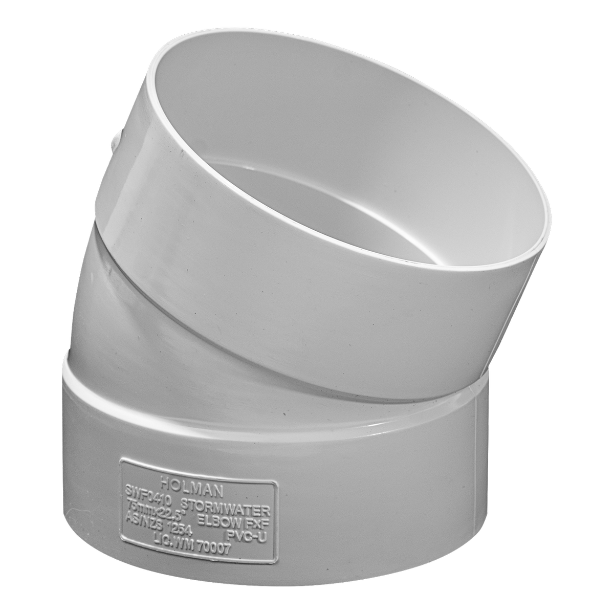 Holman 75mm Stormwater Elbow 22 Deg PVC White Durable Connection - SuperSaverAU - view 1