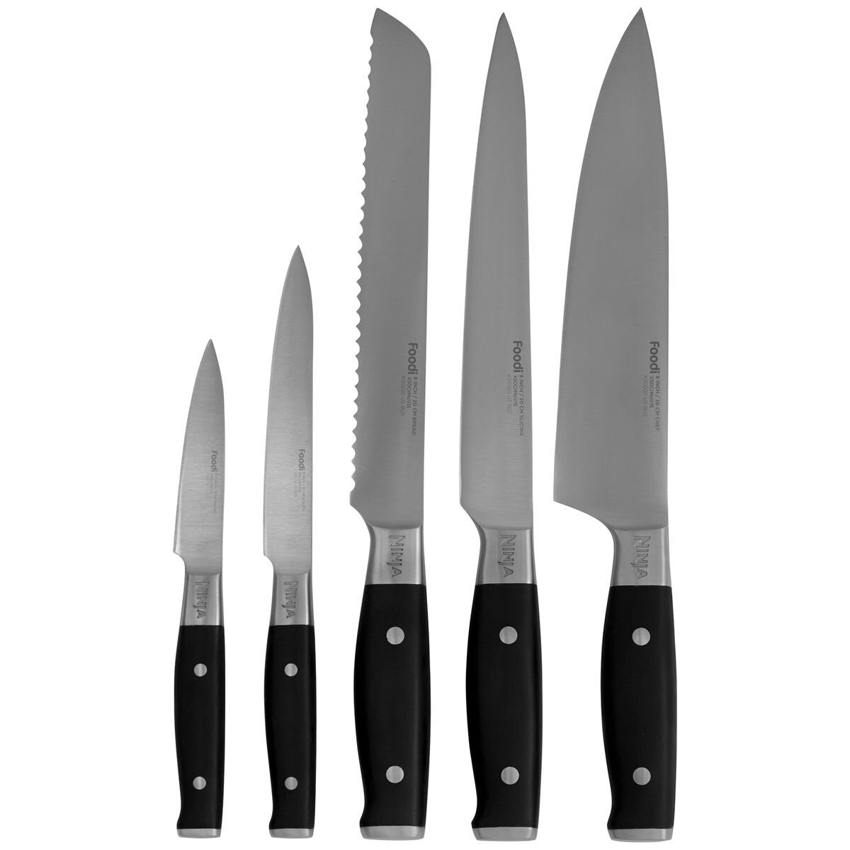 Ninja Foodi NeverDull Premium 5 Piece Knife Block Set - German Steel Blades, Built-In Sharpener - K32005