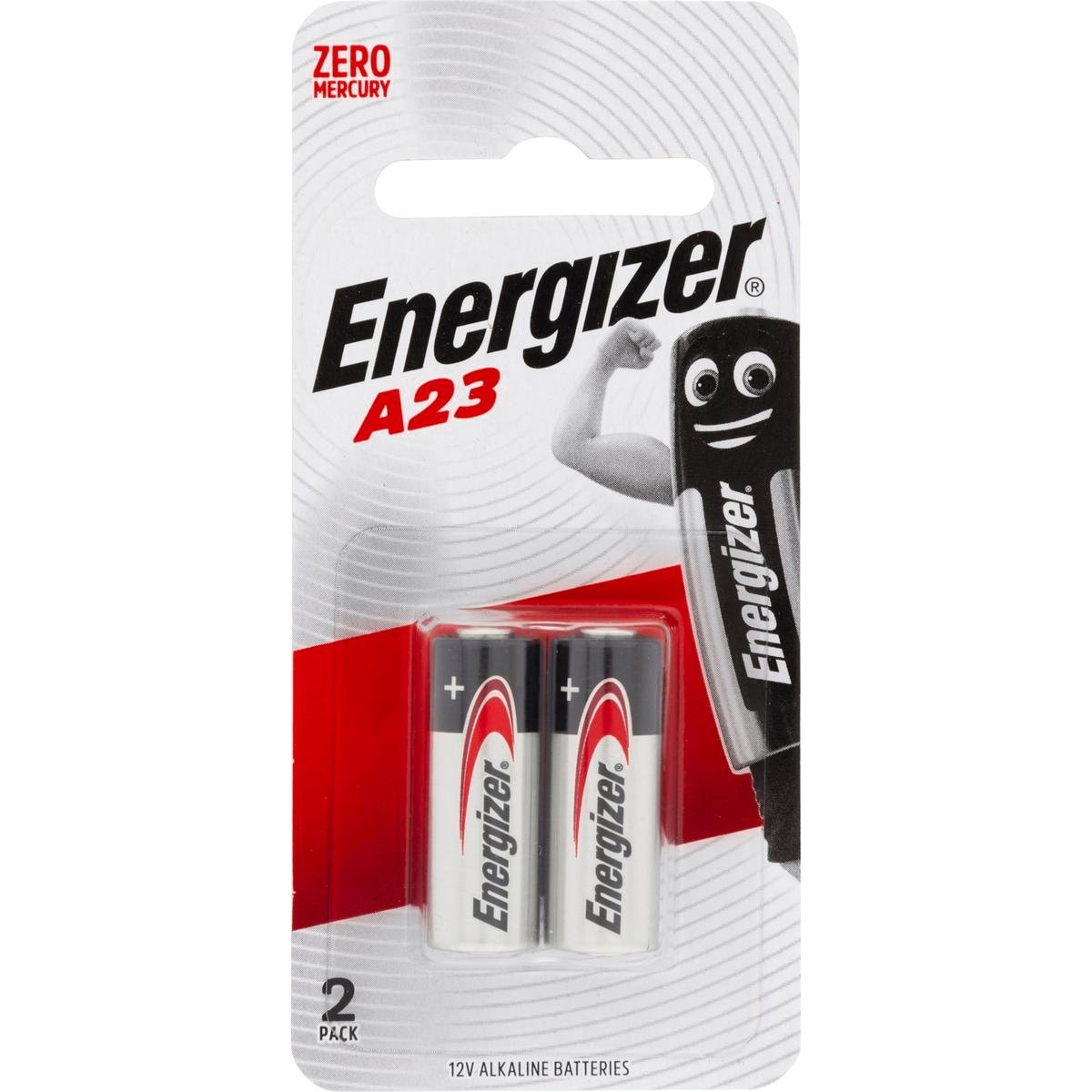 Energizer A23 12V Battery 2 Pack - Alkaline - Reliable Power - White