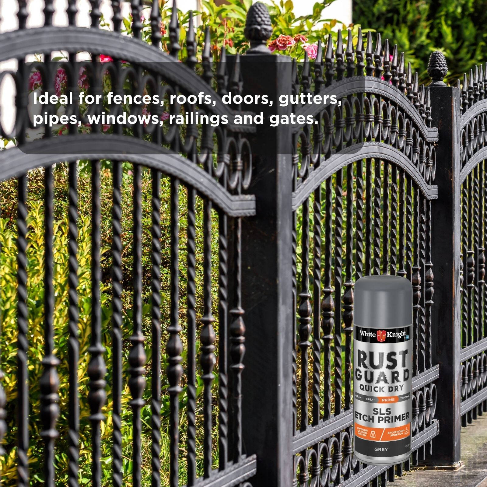 White Knight Rust Guard 300g Grey Quick Dry SLS Etch Primer Spray Paint for Metal