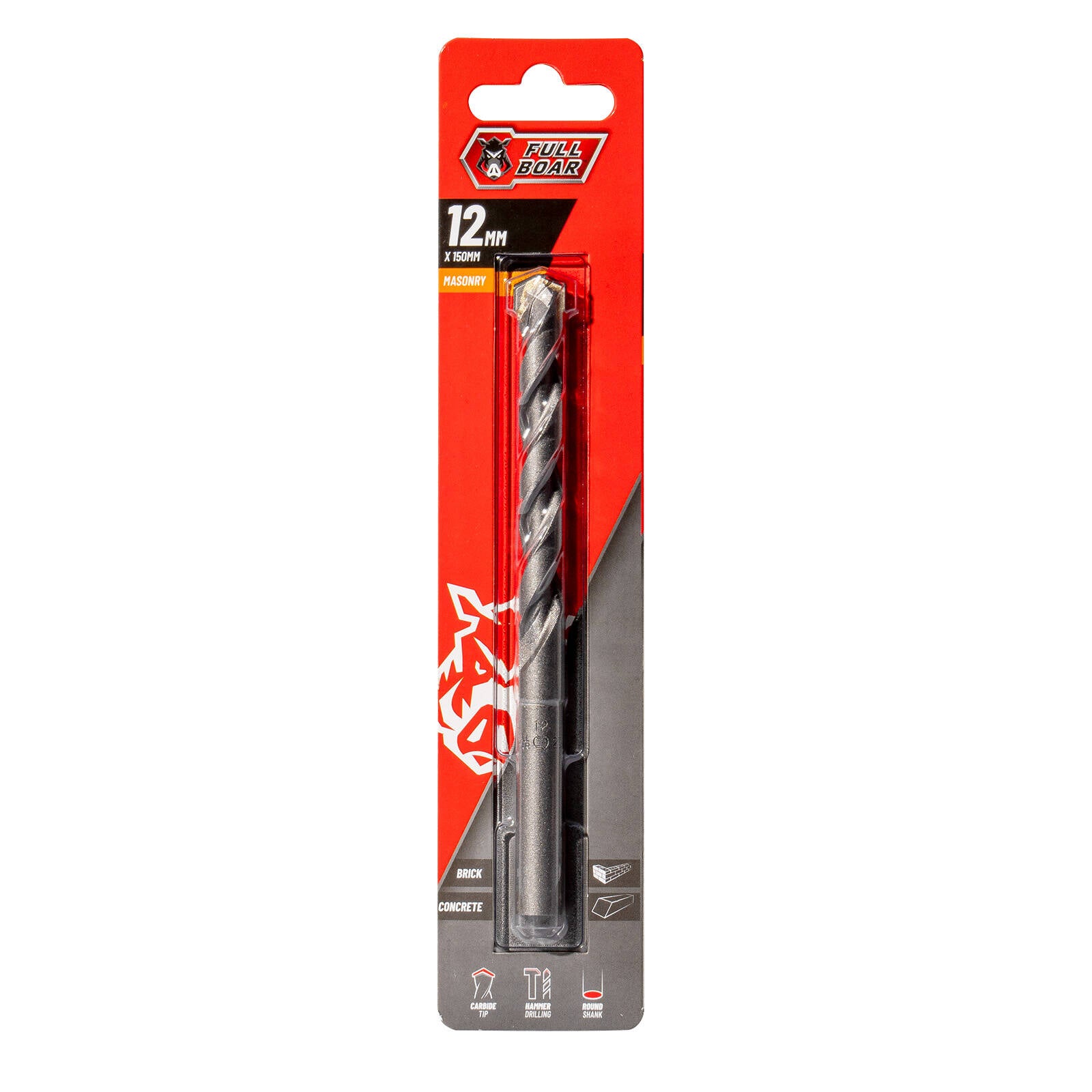 Full Boar 12mm TCT Masonry Drill Bit 150mm Hammer for Brick Concrete