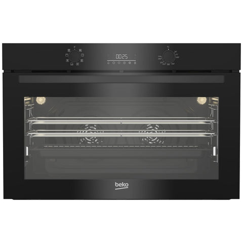 Beko 90cm Twin Fan Multifunction Built-In Oven - 127L, Soft-Close Door, Dark Stainless Steel - BBOB91271MDX