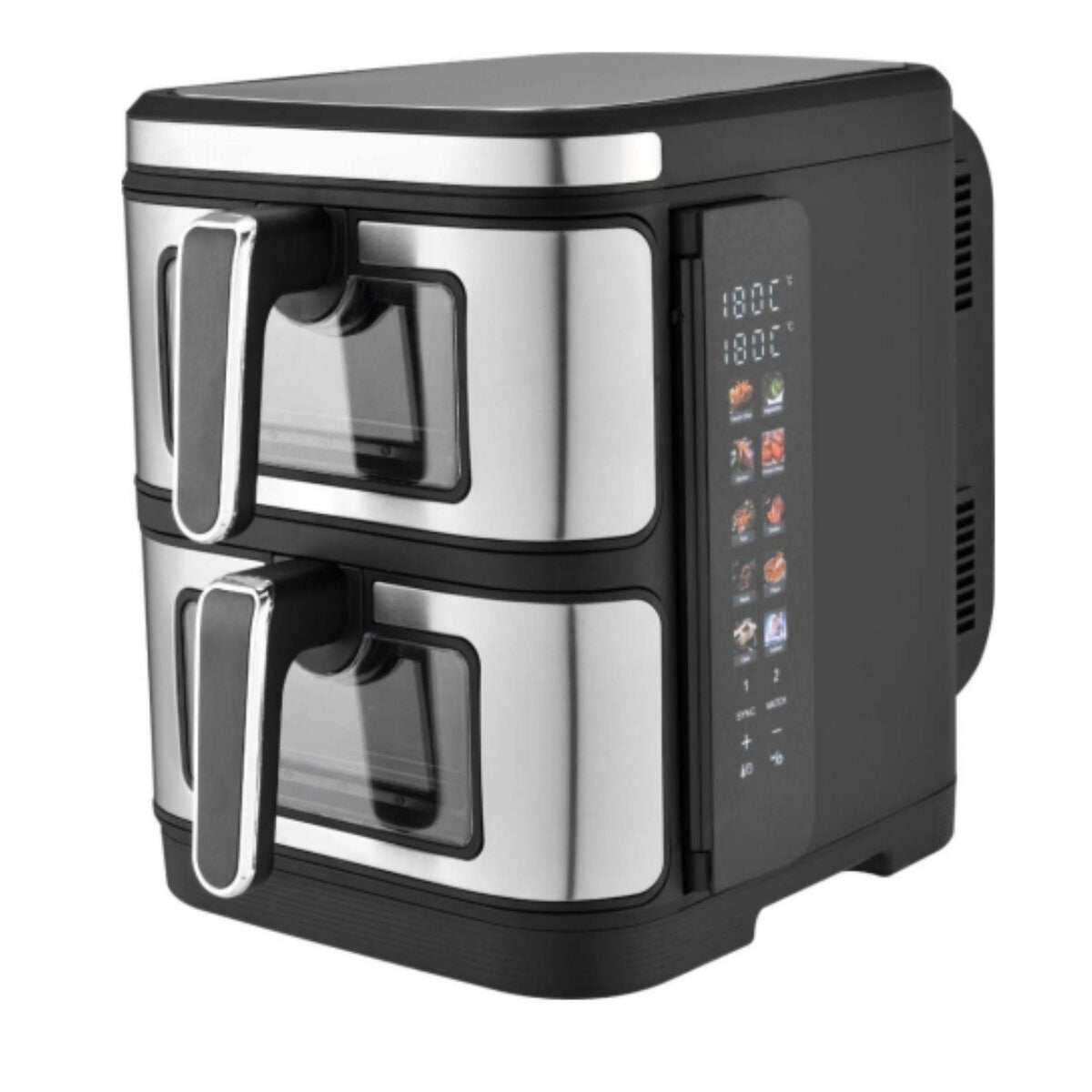 Kitchen Couture Vertex Dual Drawer Air Fryer 11L - Stainless Steel - Clear View, 12 Presets - 10005862