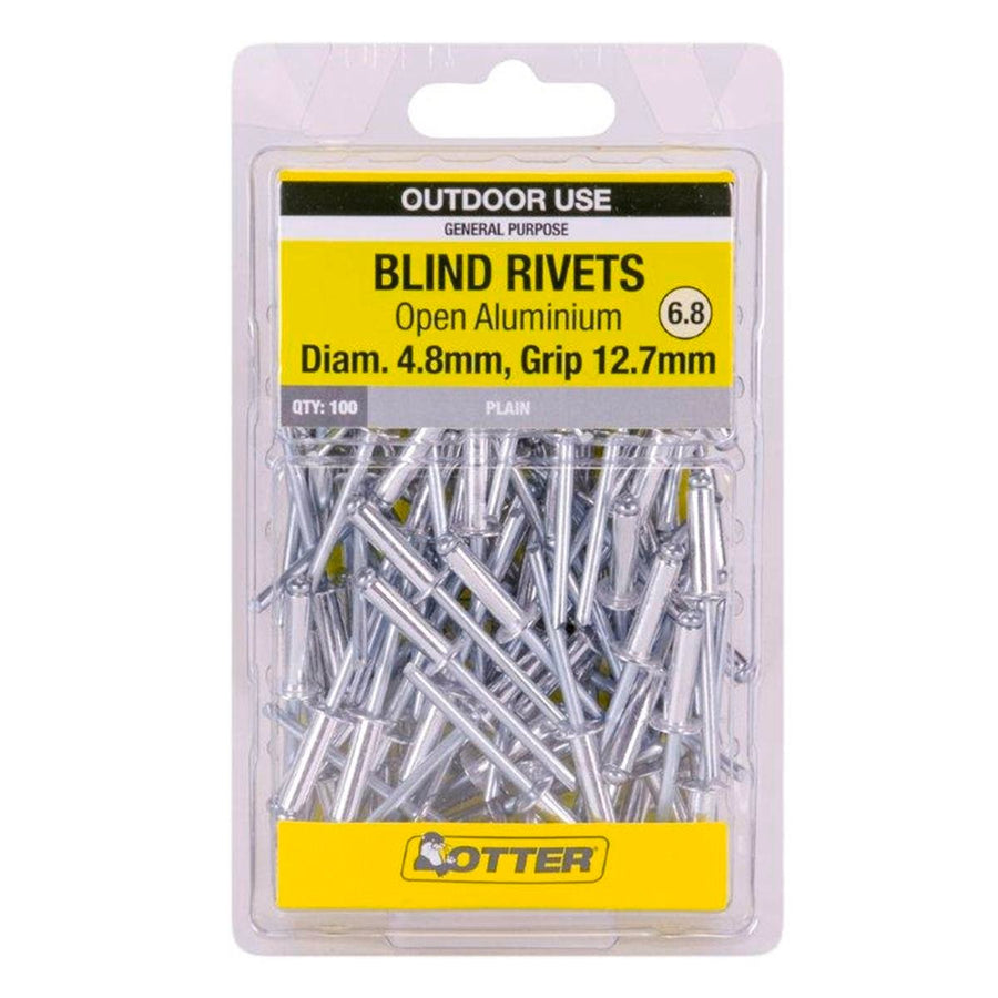 Otter Open Aluminium Blind Rivets 8x12mm 100 Pack Lightweight Durable - SuperSaverAU - view 1