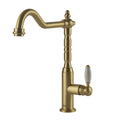 Turner Hastings Providence single sink mixer - brushed brass with white handle accent - PR406SM-BB