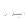 Zenith M10 x 40mm Hot Dipped Galvanised Black Hex Head Coach Screws - Each - Heavy-Duty Fastening - SuperSaverAU - view 2