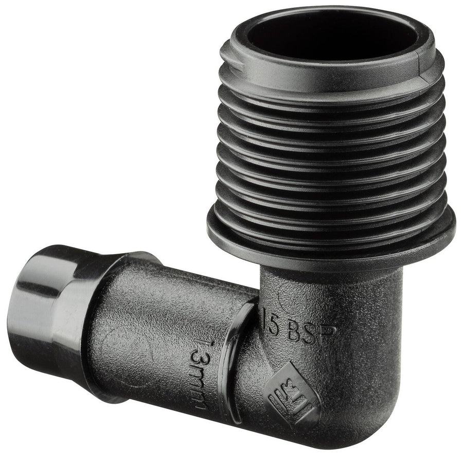 Pope 13mm Barbed x 15mm BSPM Threaded Elbow - 5 Pack - UV Stabilised - SuperSaverAU - view 1