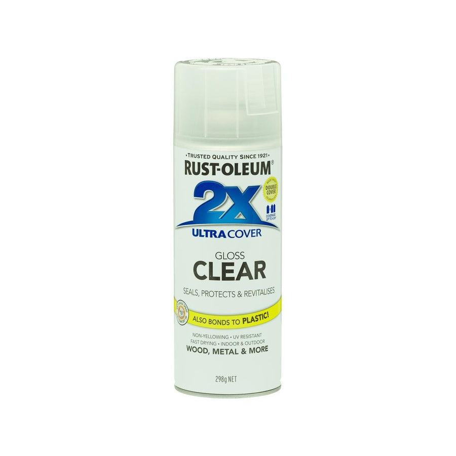 Rust-Oleum 2X Ultra Cover Gloss Clear Spray Paint 298g - Spray - Durable - Fast-Drying - SuperSaverAU - view 1
