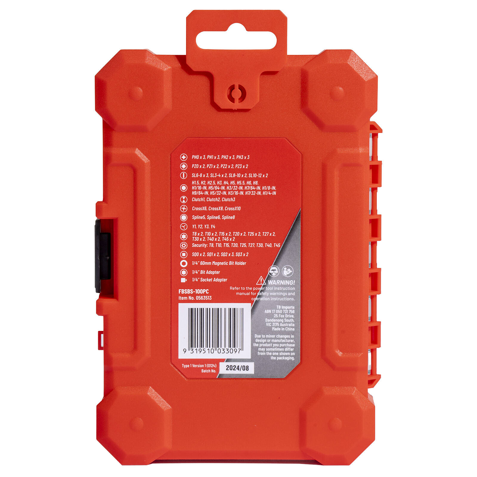 Full Boar 100 Piece Assorted Screwdriver Bit Set, S2 Steel with Case