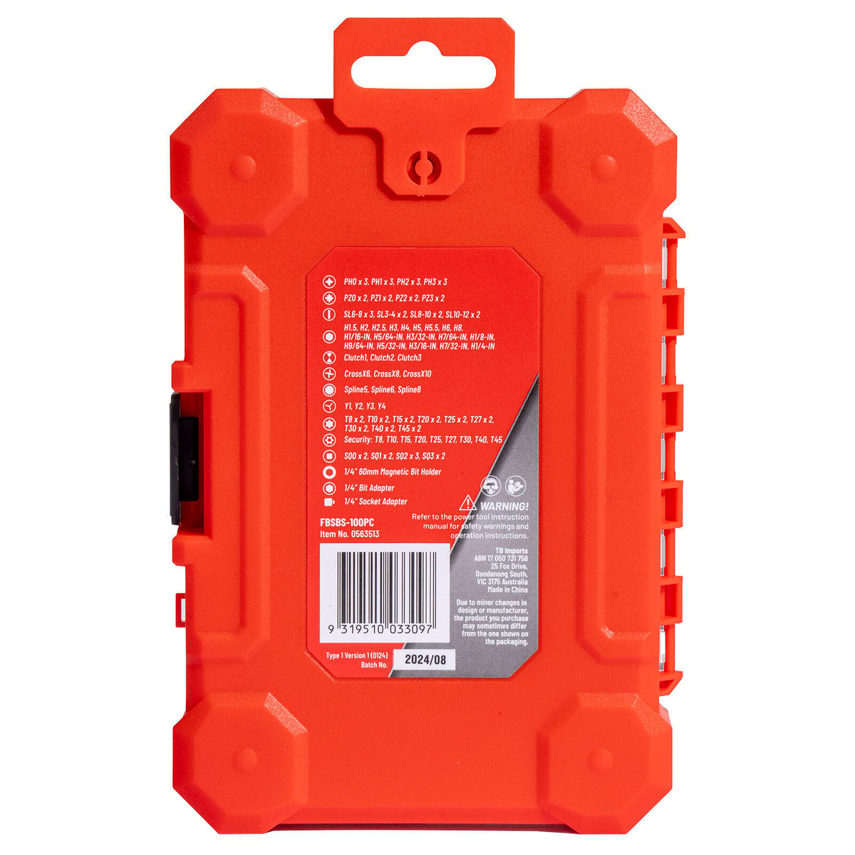 Full Boar 100 Piece Assorted Screwdriver Bit Set - S2 Steel - Modular Case - 168mm x 35mm x 118mm - SuperSaverAU - view 2