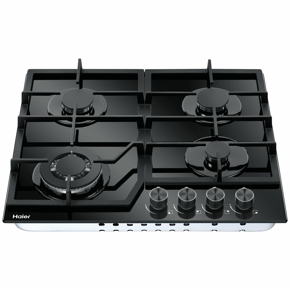 Haier 60cm Natural Gas On Glass Cooktop - Black Glass, Triple Ring Wok Burner, Flame Failure - HCG604WFCG3