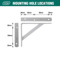 Carinya Heavy Duty Straight Stayed Bracket 200x150mm White Steel