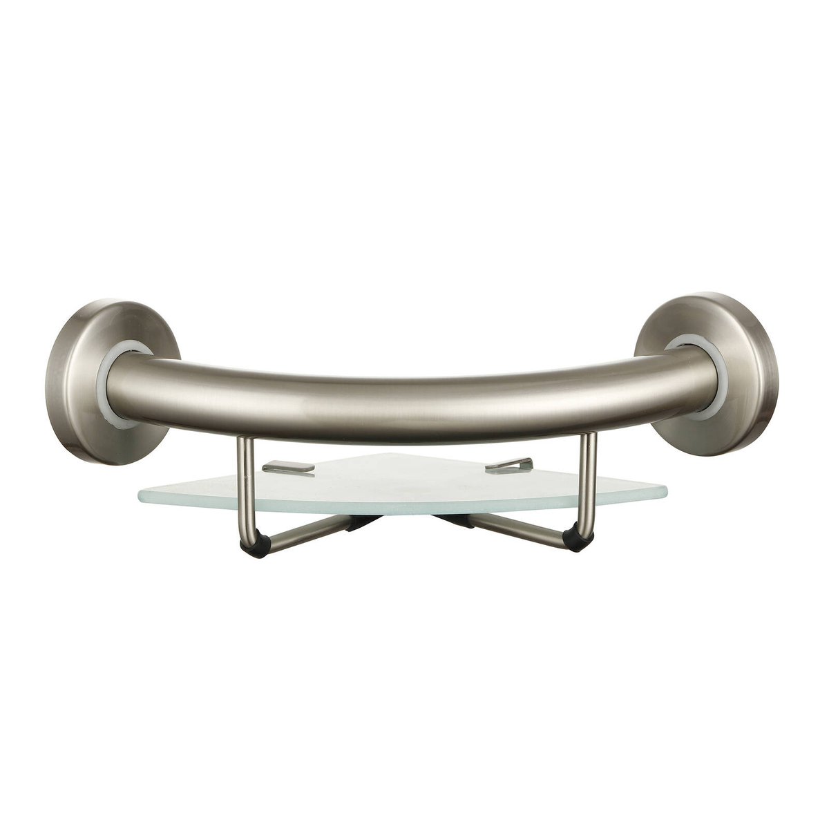 Evekare Brushed Nickel Corner Shelf with Grab Rail - 270mm x 120mm - Durable Safety Solution - SuperSaverAU - view 1