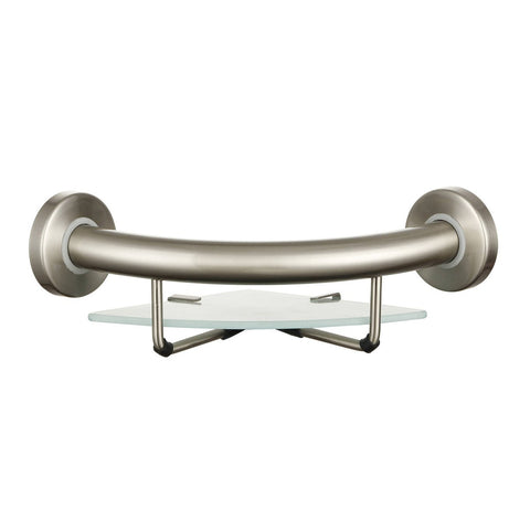 Evekare Brushed Nickel Corner Shelf with Grab Rail - 270mm x 120mm - Durable Safety Solution - SuperSaverAU - view 1