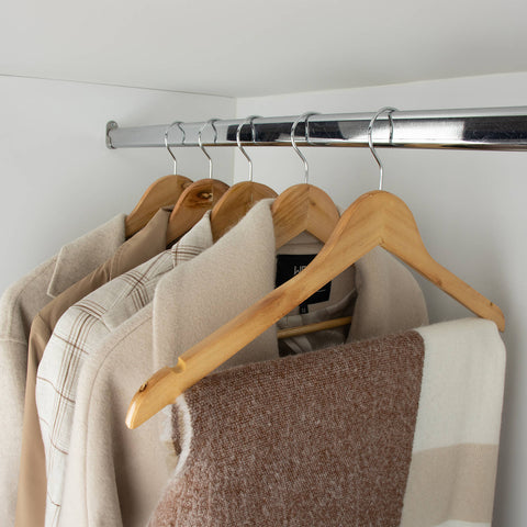Practa Timber Clothes Hangers with Bar 5 Pack Natural Wood
