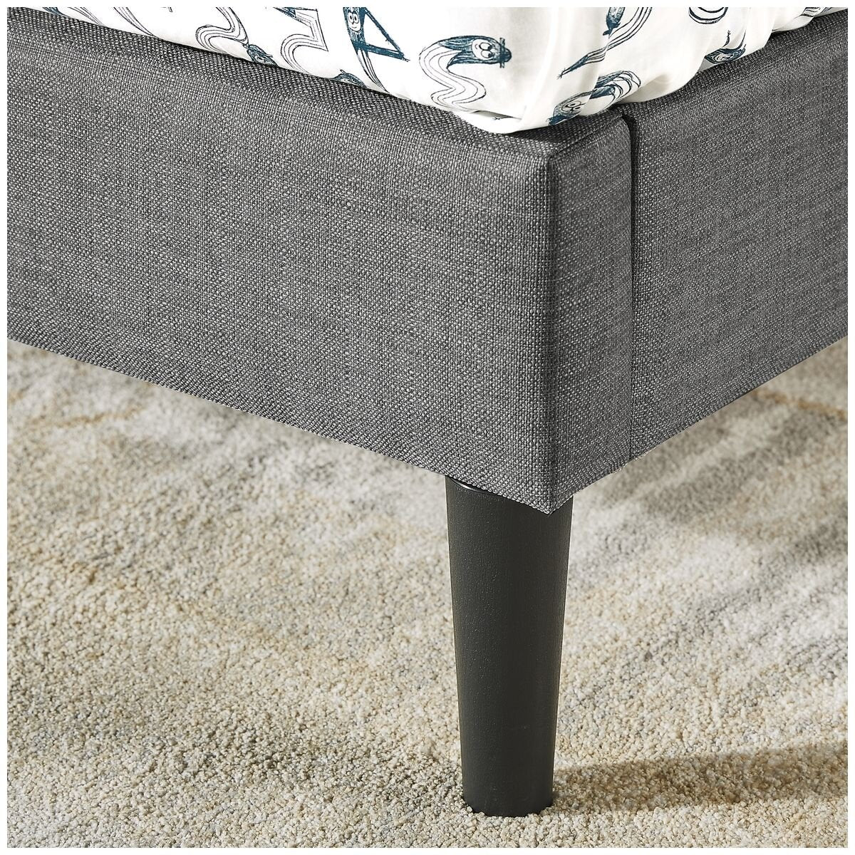 Zinus Liam King Single Bed Base - Grey Upholstered Fabric, Steel Frame, Slatted Base - AU-FPPBC2ZC-12B